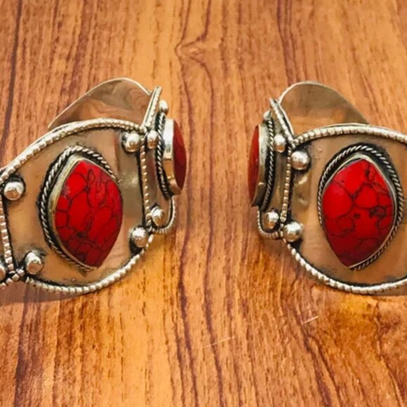 Single Red Bracelet, Middle Eastern Jewelry, Coral Stone Handmade Bracelet - Picture 5 of 9